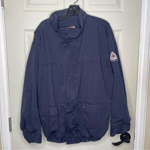 Bulwark Flame Resistant Navy Lined Bomber Jacket SZ XL-Reg